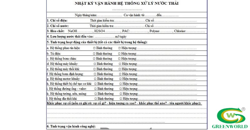 Sổ tay nhật ký vận hành ghi lại số liệu hệ thống hoạt động